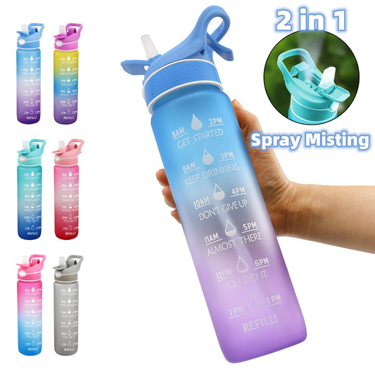 2 in 1 AquaSpritz Water Bottle | Viral Vendorz | Design With Mist Spray  